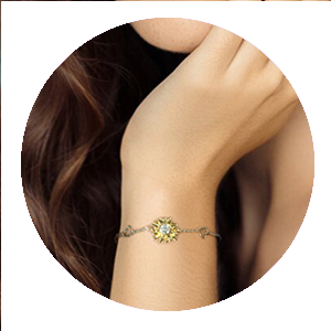 925 Silver in Sunflower Design Chain Bracelet