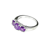 Ring Set with three Genuine Amethyst Gemstone