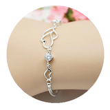 925 Silver Bracelet features a double heart shape design