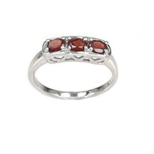 Ring Set with three Genuine Garnet Gemstone