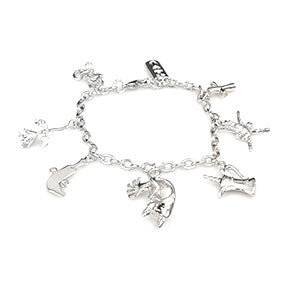 Silver Bracelet features half moon and star desgin