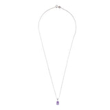 Rectangle Shaped Purple Genuine Amethyst  Necklace & Earrings Set