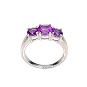 Ring Set with three Genuine Amethyst Gemstone