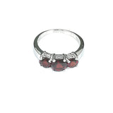 Ring Set with three Genuine Garnet Gemstone