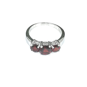Ring Set with three Genuine Garnet Gemstone