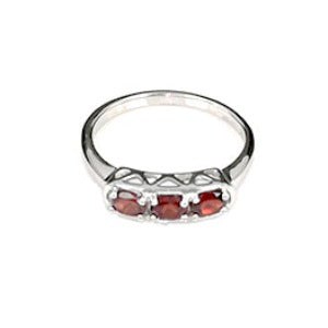 Ring Set with Genuine Garnet Gemstone