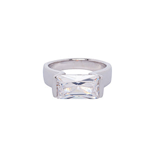 Unique and Modernist Baguette Cut Cubic Zirconia Ring