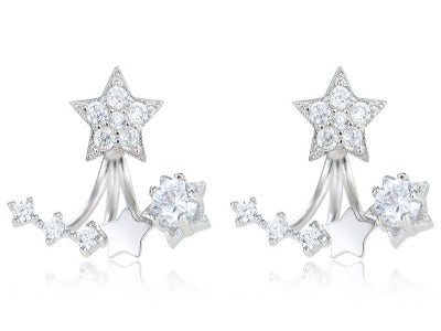 925 Sterling Silver Earrings Features the Sparkling Stars