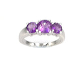 Ring Set with three Genuine Amethyst Gemstone