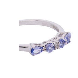 925 Sterling Silver Ring Set with Tanzanite gemstones