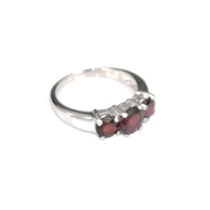 Ring Set with three Genuine Garnet Gemstone