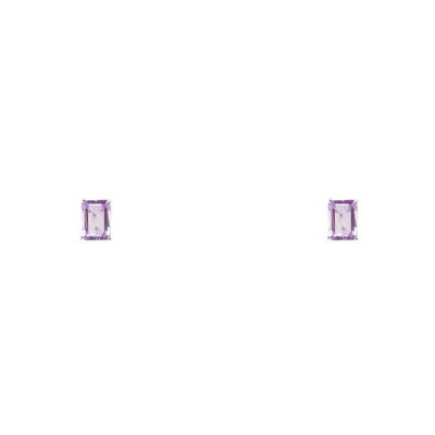 Rectangle Shaped Purple Genuine Amethyst  Necklace & Earrings Set
