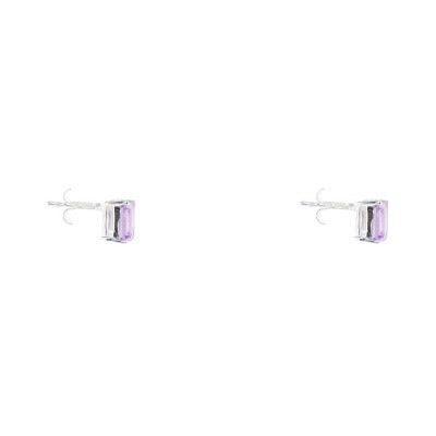Rectangle Shaped Purple Genuine Amethyst  Necklace & Earrings Set