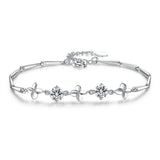 925 Silver Bracelet features fortune leaves design