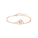 925 Silver Bracelet features a fortune leaves design