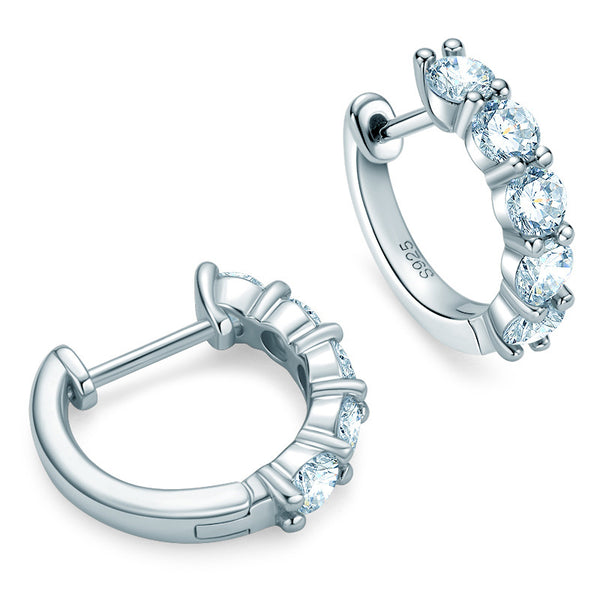 Classy 925 Sterling Silver Earrings set with Moissanite Diamonds