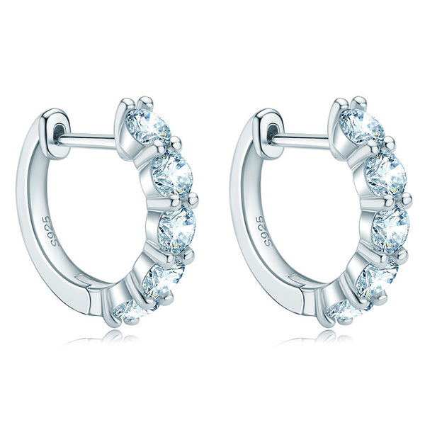 Classy 925 Sterling Silver Earrings set with Moissanite Diamonds