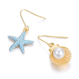 Classy 925 Sterling Silver Earrings features starfish and shell