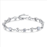 925 Silver Bracelet features heart shape design