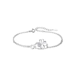 925 Silver Bracelet features a fortune leaves design