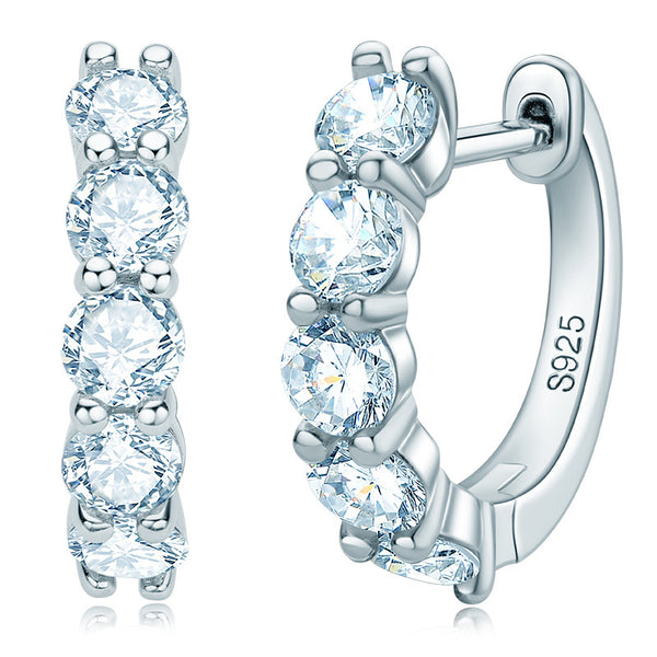 Classy 925 Sterling Silver Earrings set with Moissanite Diamonds