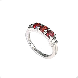 Ring Set with three Genuine Garnet Gemstone