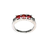 Ring Set with Three Genuine Garnet Gemstones