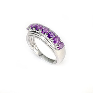Ring Set with 7 Genuine Amethyst Gemstones