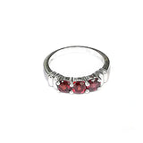 Ring Set with Three Genuine Garnet Gemstones