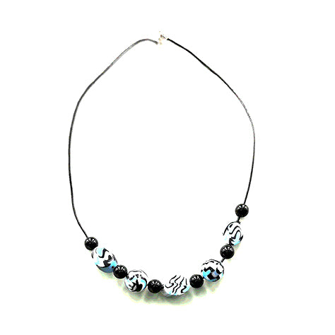 Blue and White Leopard Pattern Necklace