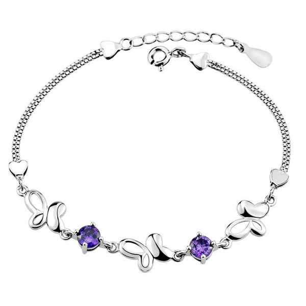925 Silver Bracelet features butterflies design