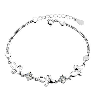 925 Silver Bracelet features butterflies design