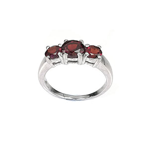 Ring Set with Three Genuine Garnet Gemstones