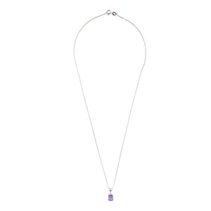 Rectangle Shaped Purple Genuine Amethyst  Necklace & Earrings Set