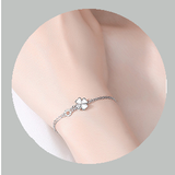 925 Silver Bracelet features a fortune leaves design