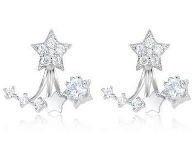 Classy 925 Sterling Silver Earrings set with Moissanite Diamonds