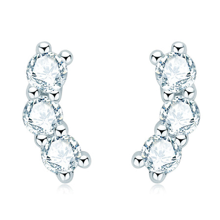 Geometric design 925 Sterling Silver Earrings set with Moissanite Diamonds