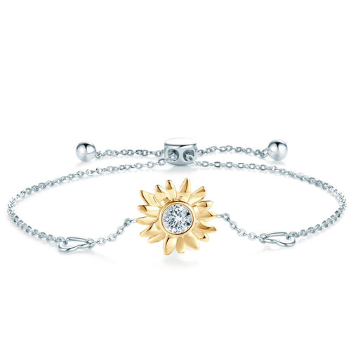 925 Silver in Sunflower Design Chain Bracelet
