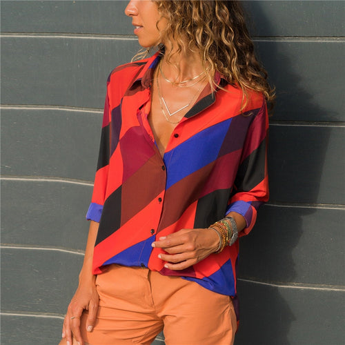 Colourful Fashion Striped Ladies Long Sleeve Blouses
